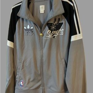 Adidas Gray and Black Spurs Lightweight Jacket